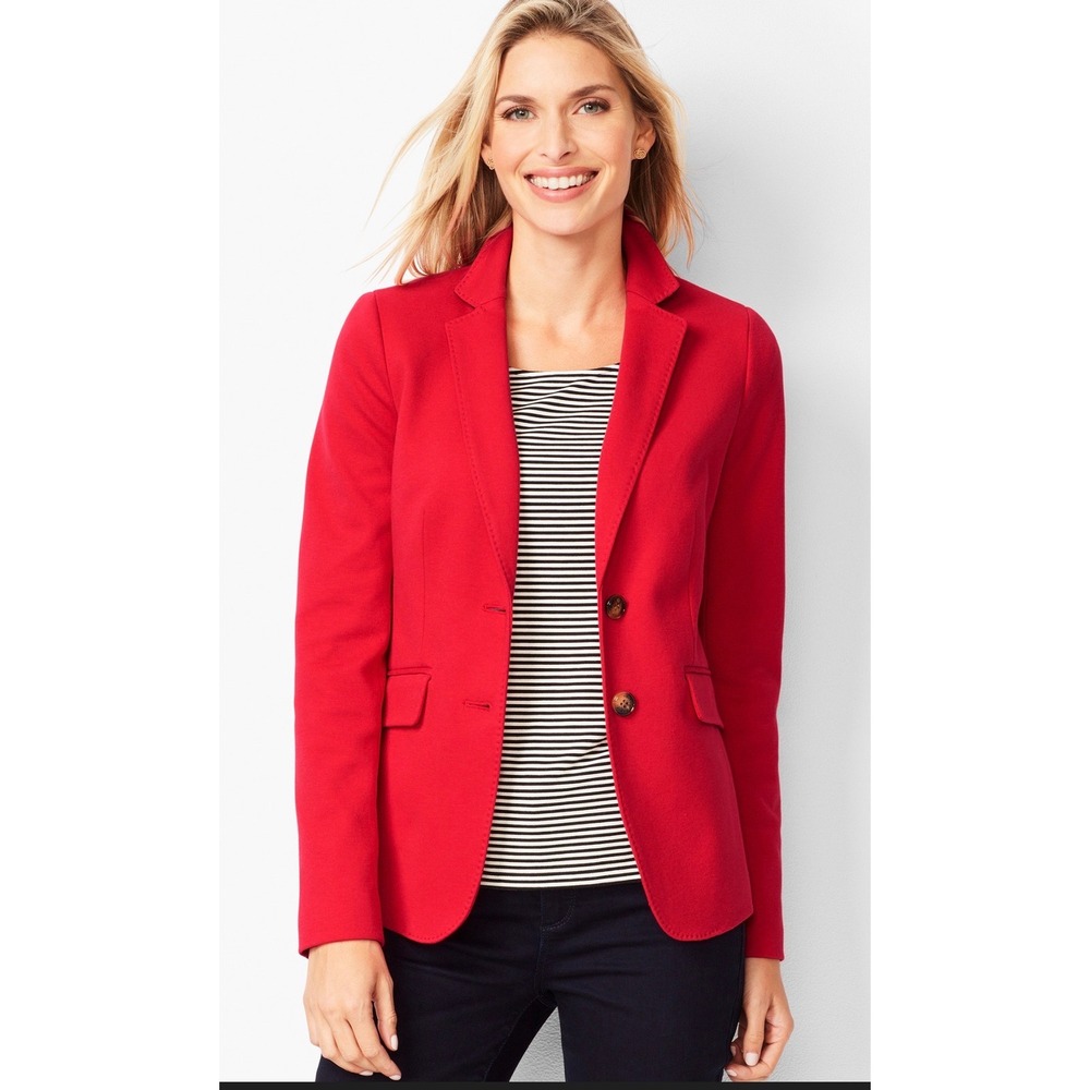 Talbots Aberdeen Red Blazer Size 4 NWT Cotton Blend Career Office Jacket